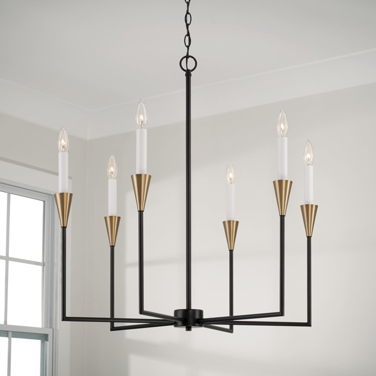 Avant Aged Brass and Black 6-Light Candle Chandelier