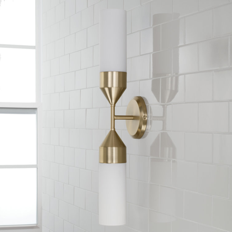 Matte Brass and Soft White Glass 2-Light Wall Sconce