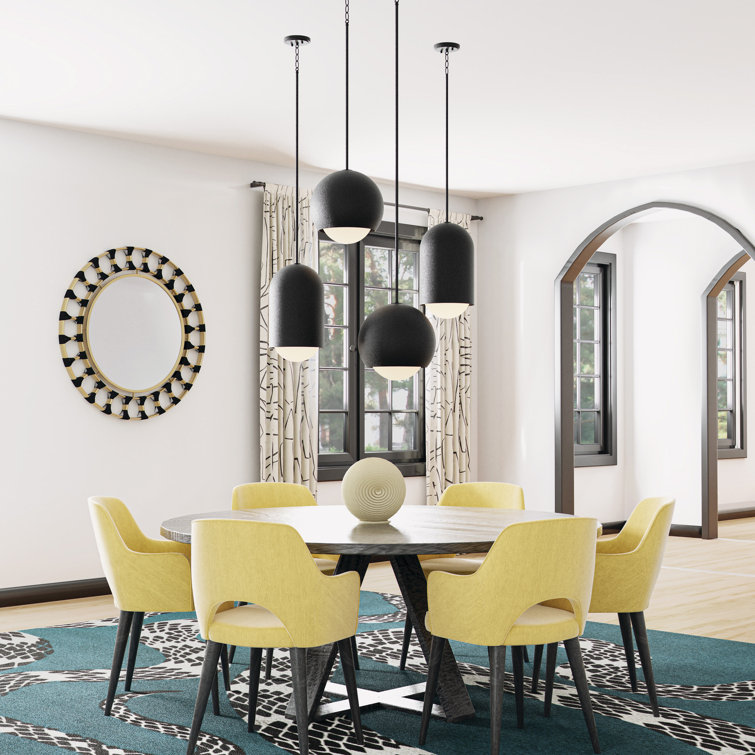 Dolby Black Iron Pendant with Soft White Glass Globe