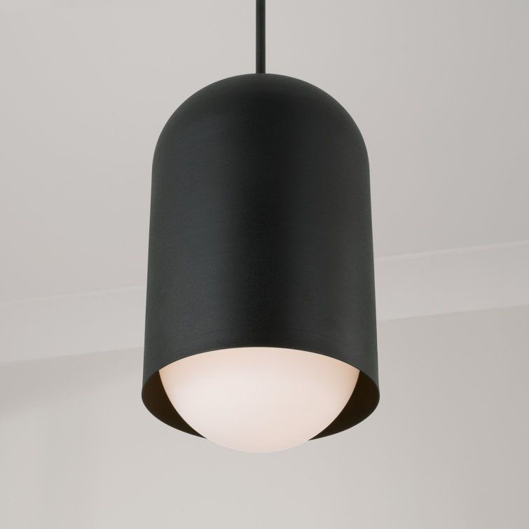 Dolby Black Iron Pendant with Soft White Glass Globe