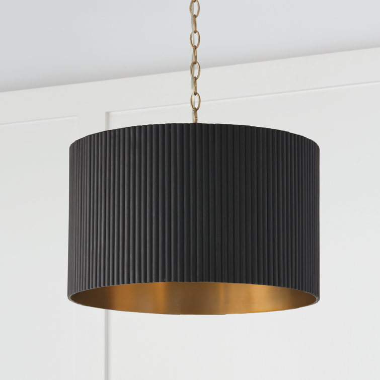 Donovan Black and Brass 3-Light Drum Pendant