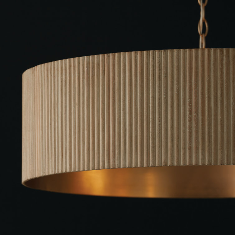 Donovan White Wash and Matte Brass Drum Chandelier