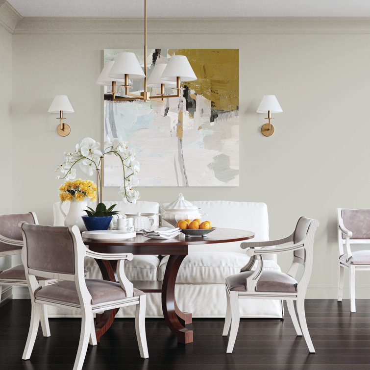 Aged Brass 4-Light Chandelier with White Fabric Shades