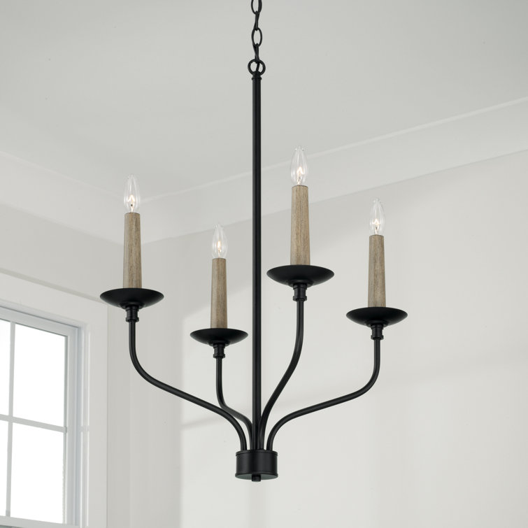 Matte Black Mini 4-Light Candle Chandelier