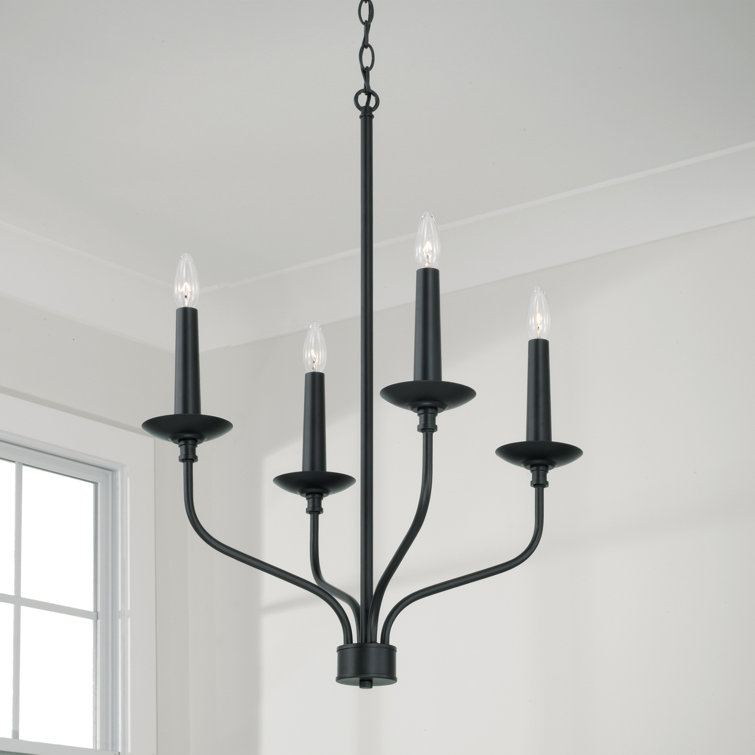 Matte Black Mini 4-Light Candle Chandelier