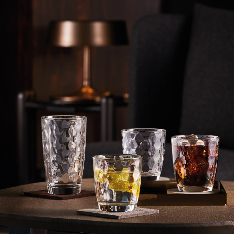 Clear Faceted Glass 13oz Drinking Glass Set of 6