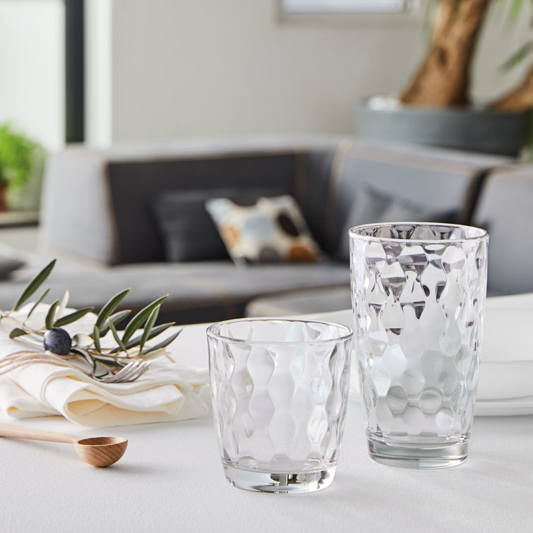 Clear Faceted Glass 13oz Drinking Glass Set of 6