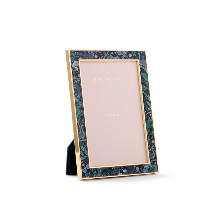 Peacock Print 4x6 Gold and Blue Paper Photo Frame