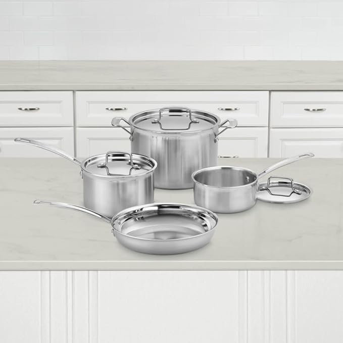 7-Piece Stainless Steel 3-Ply Cookware Set