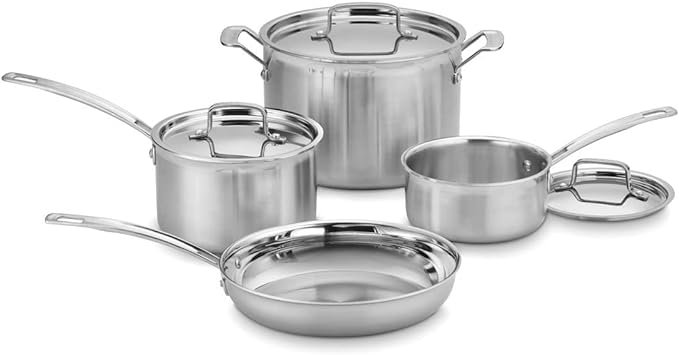 7-Piece Stainless Steel 3-Ply Cookware Set