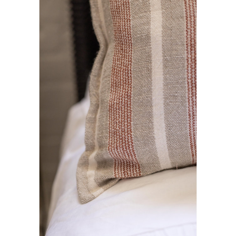 Montecito 20" Square Terra Cotta Striped Linen Pillow