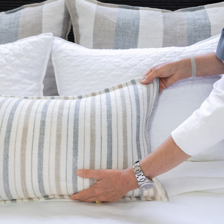 Naples Ocean and Natural Striped Linen Pillow
