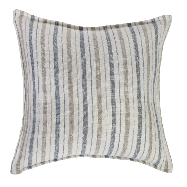 Naples Ocean and Natural Striped Linen Pillow