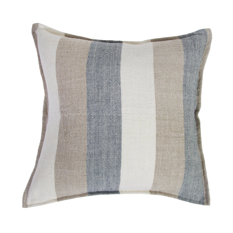 Monterey Coastal Striped Linen Square Throw Pillow