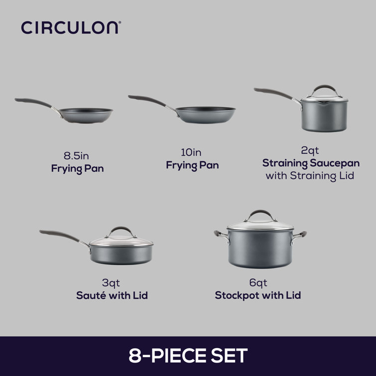 Graphite Aluminum Nonstick Induction Cookware Set, 8-Piece