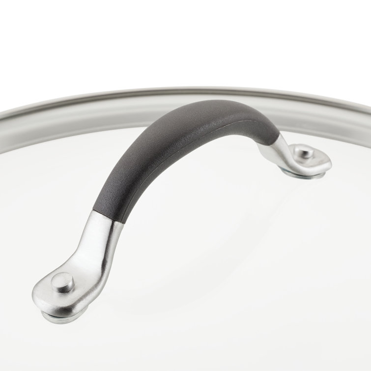 12-Inch Silver Tempered Glass Lid with Stainless Steel Handle