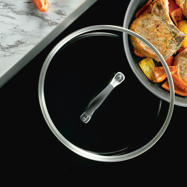 12-Inch Silver Tempered Glass Lid with Stainless Steel Handle