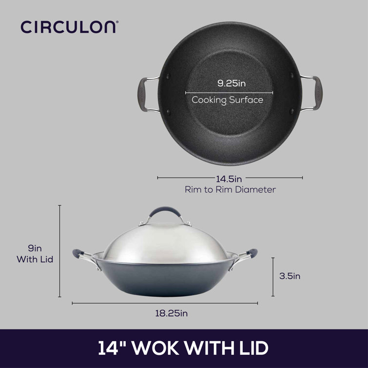 Graphite 14'' Nonstick Aluminum Wok with Stainless Steel Lid