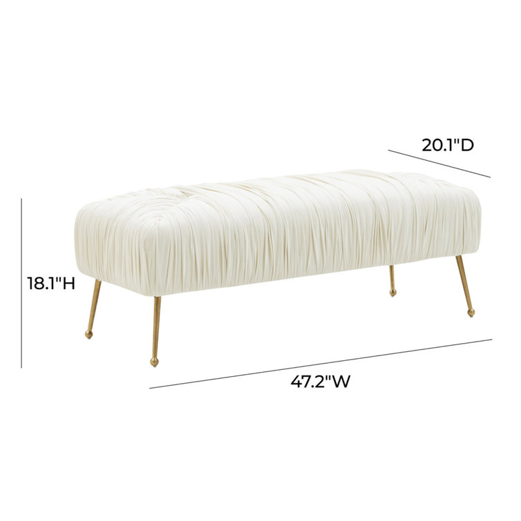 Jessica Cream Velvet Bench with Gold Stainless Steel Legs