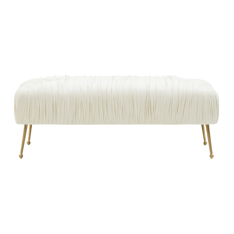 Jessica Cream Velvet Bench with Gold Stainless Steel Legs