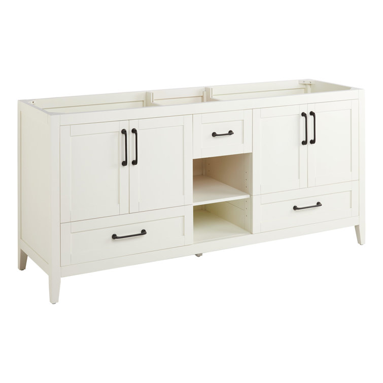 Burfield 72" White Bamboo Double Bathroom Vanity Base