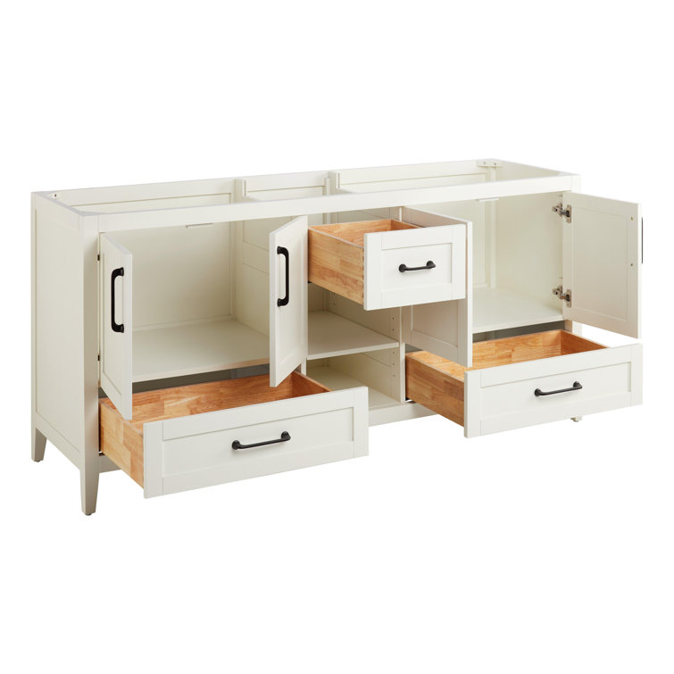 Burfield 72" White Bamboo Double Bathroom Vanity Base