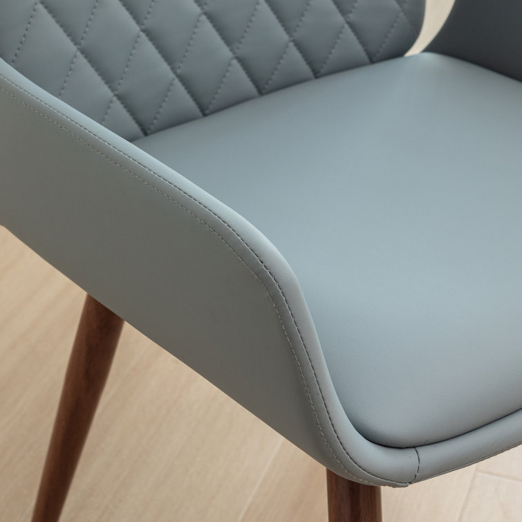 Blue Upholstered Dining Chairs with Metal Legs, Set of 2