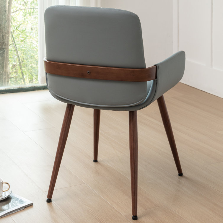Blue Upholstered Dining Chairs with Metal Legs, Set of 2