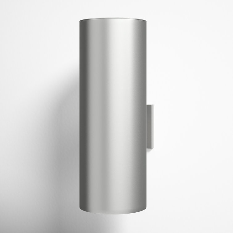 Tall Brushed Nickel Cylinder Outdoor LED Wall Light
