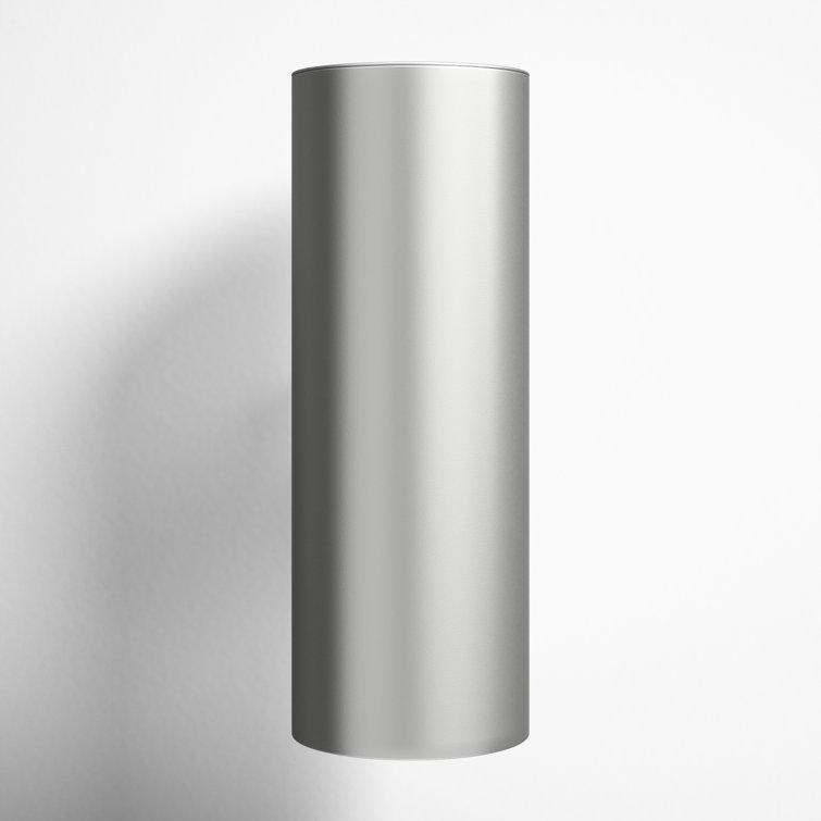 Tall Brushed Nickel Cylinder Outdoor LED Wall Light