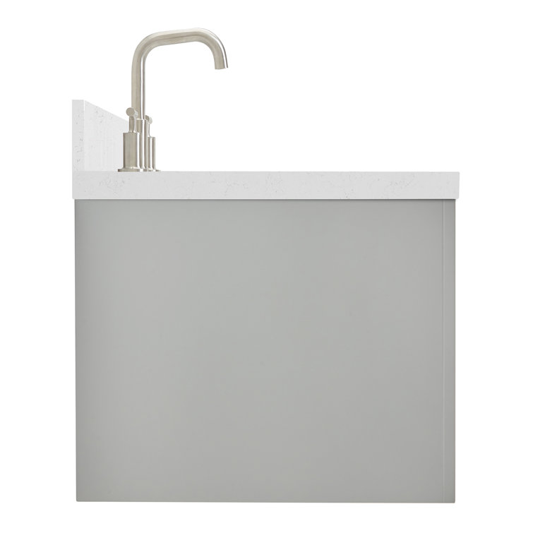 Hutton 48" Gray Wall-Mount Vanity with Carrara Quartz Top