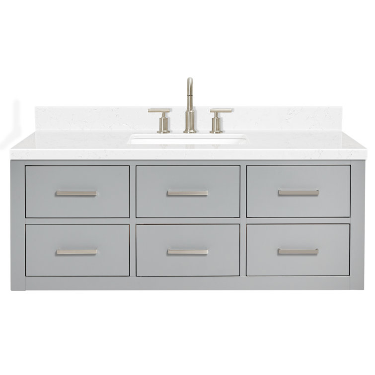 Hutton 48" Gray Wall-Mount Vanity with Carrara Quartz Top