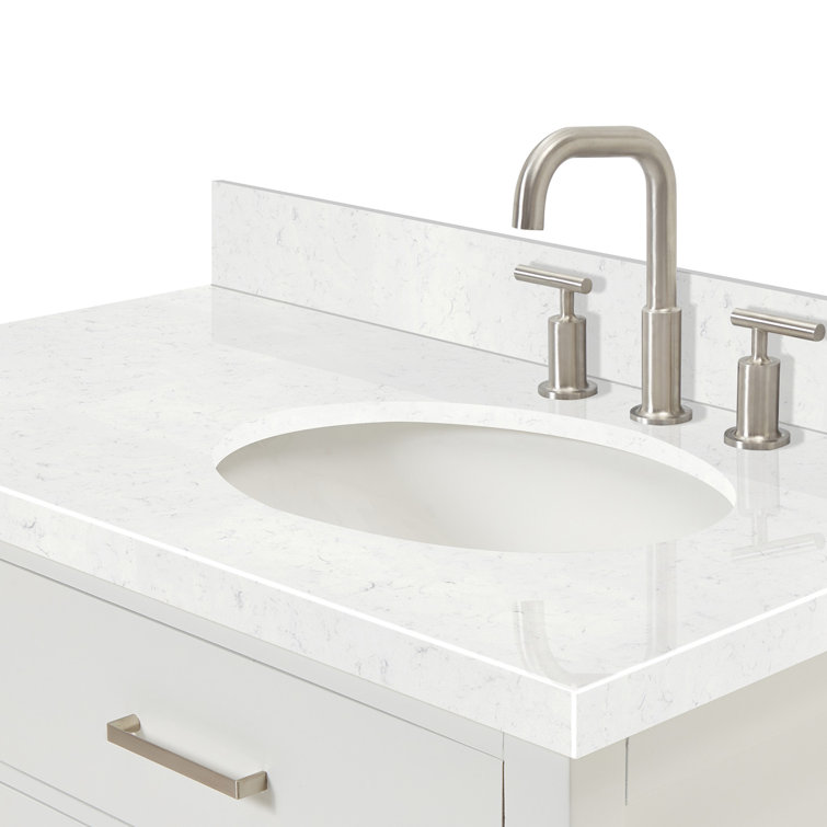 White 36" Freestanding Single Vanity with Quartz Top