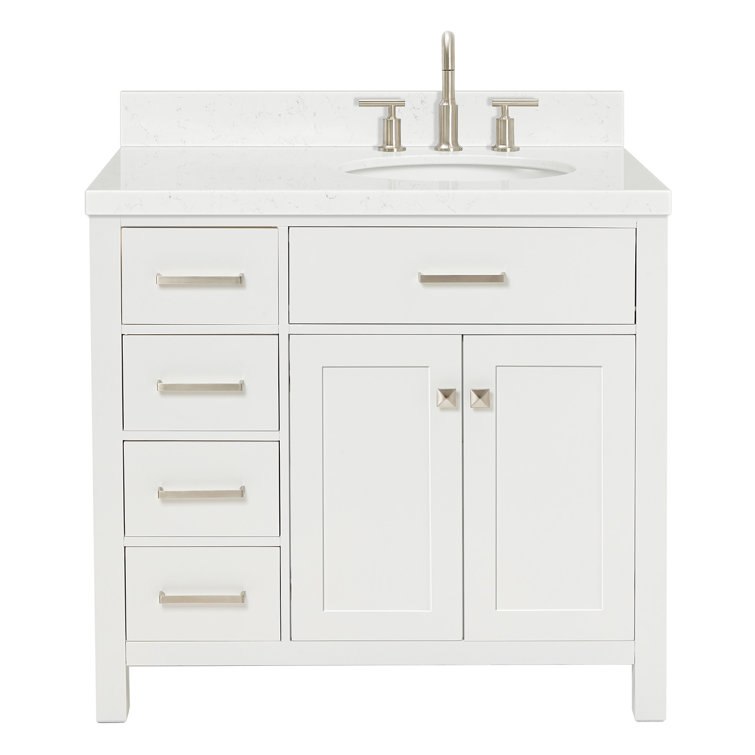 White 36" Freestanding Single Vanity with Quartz Top