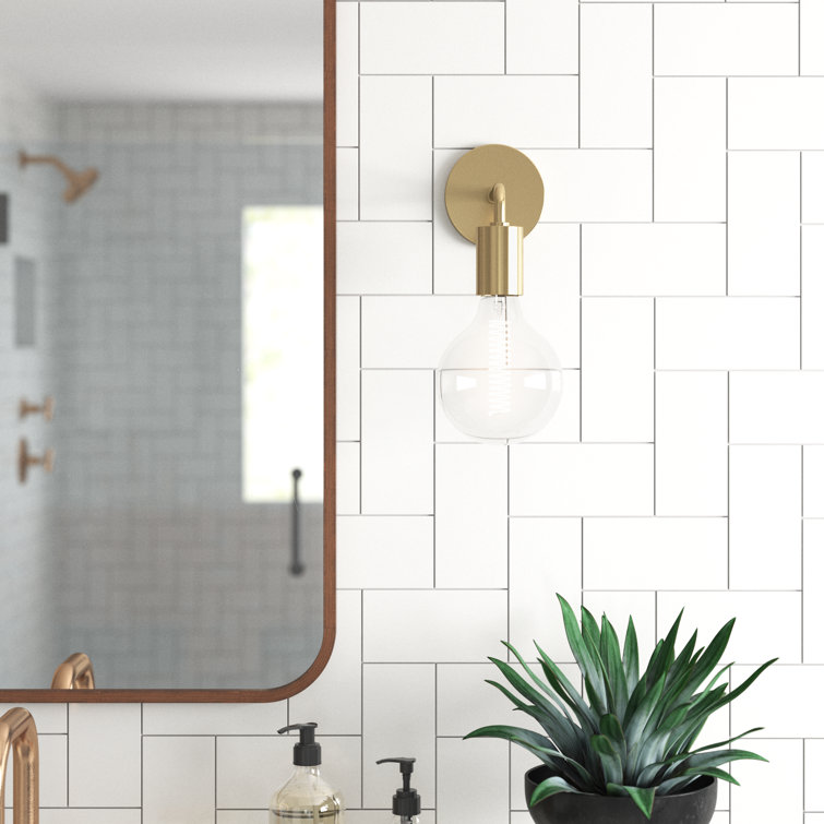 Aged Brass Single Light Dimmable Metal Sconce