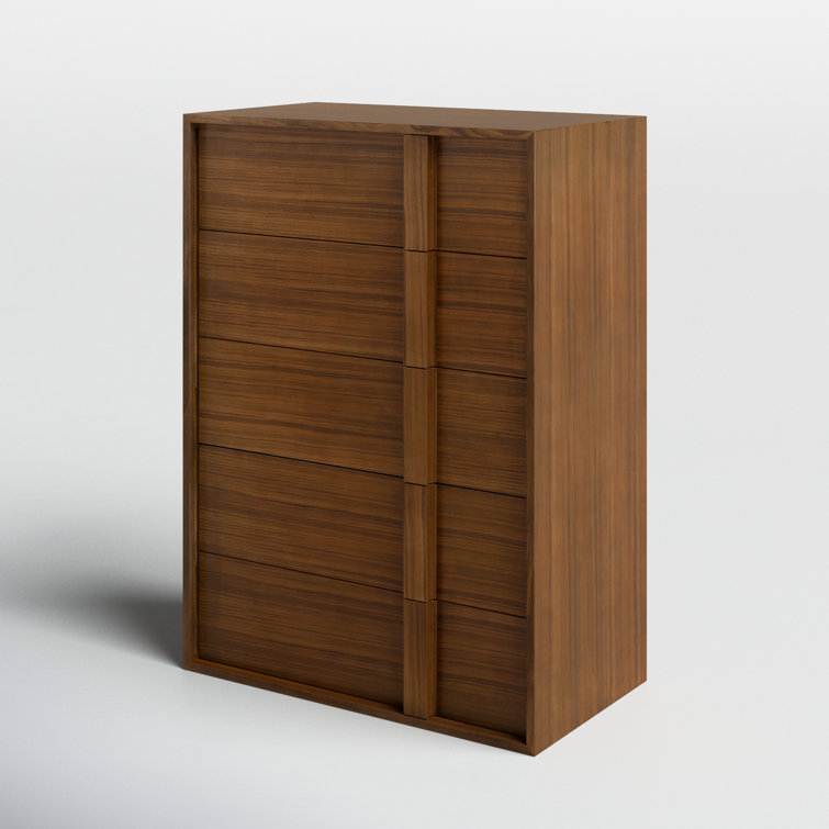 Walnut Vertical 5-Drawer Soft Close Dresser