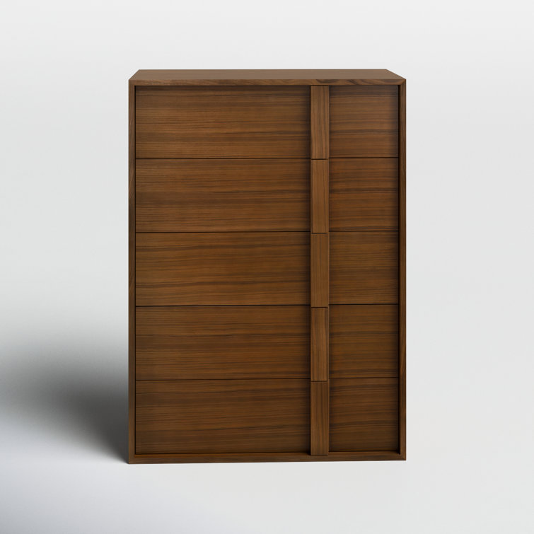 Walnut Vertical 5-Drawer Soft Close Dresser