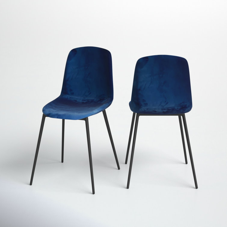 Sapphire Velvet Mid-Century Modern Side Chair with Metal Legs