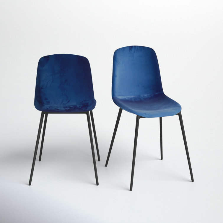 Sapphire Velvet Mid-Century Modern Side Chair with Metal Legs
