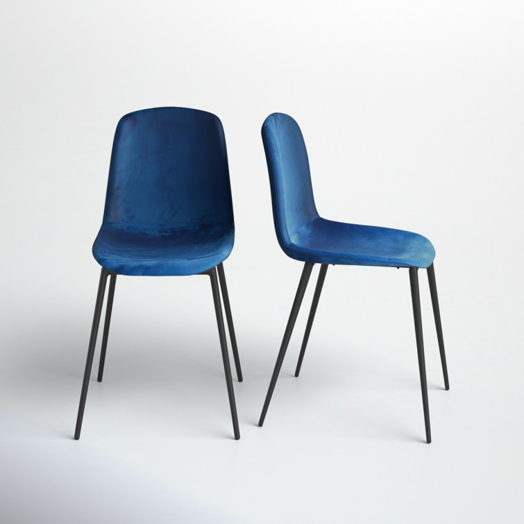Sapphire Velvet Mid-Century Modern Side Chair with Metal Legs