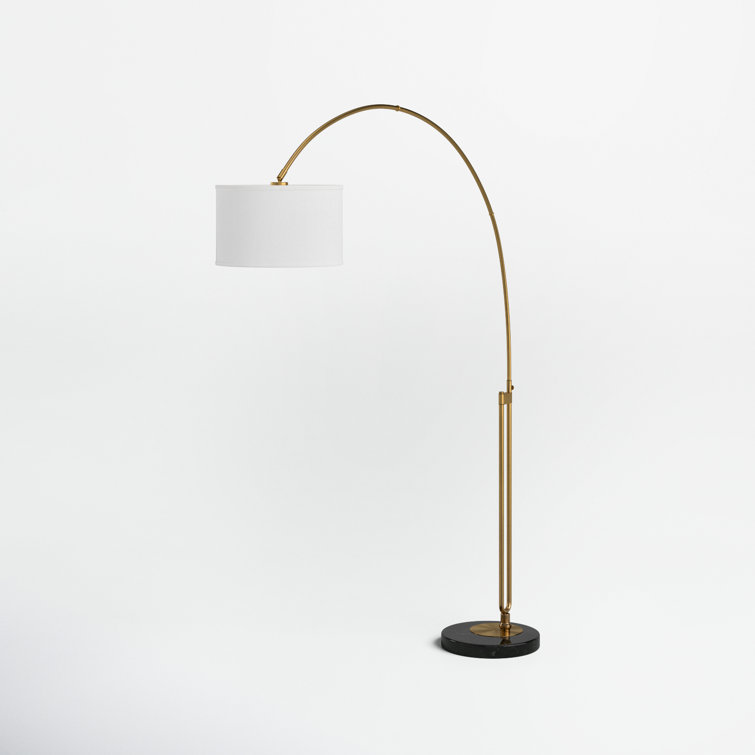 Elegant 84'' Antique Gold Arc Floor Lamp with White Cotton Shade