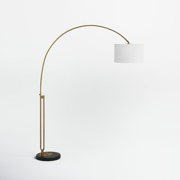 Elegant 84'' Antique Gold Arc Floor Lamp with White Cotton Shade