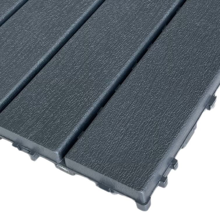 Gray 12'' x 12'' Plastic Interlocking Outdoor Deck Tiles