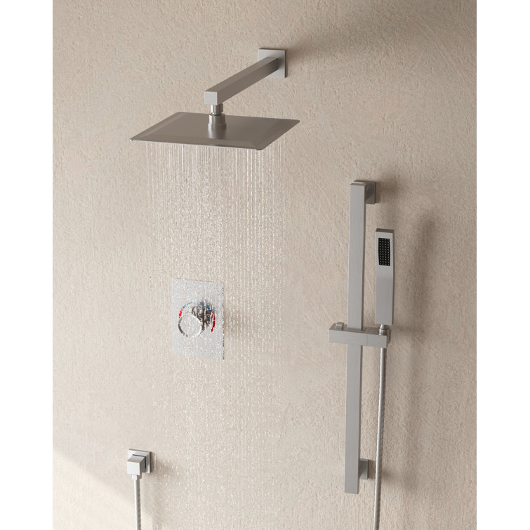 10" Brushed Nickel Adjustable Rainfall Shower System with Handheld