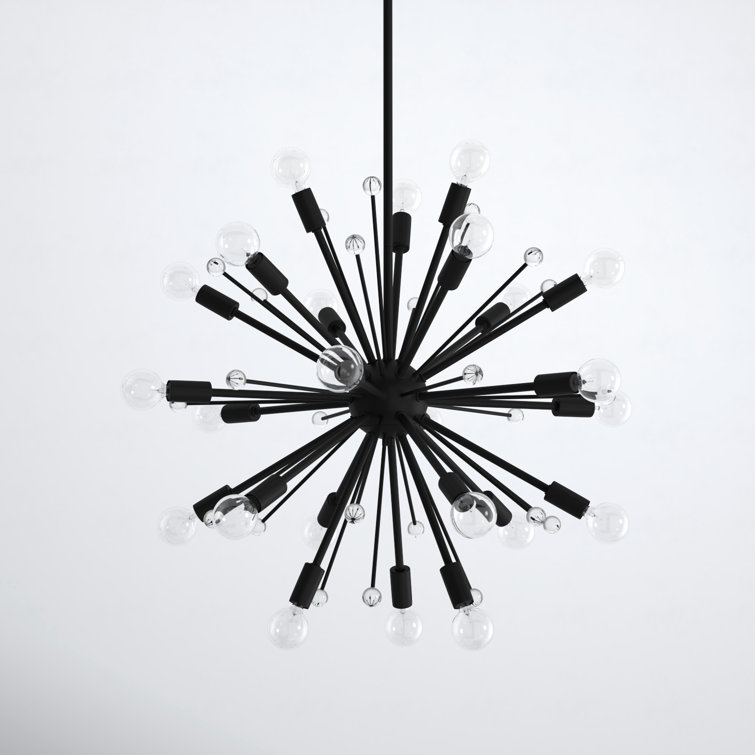 Galea Matte Black 24-Light Sputnik Chandelier with Glass Baubles