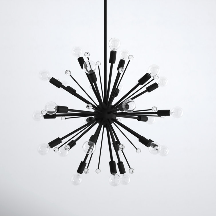 Galea Matte Black 24-Light Sputnik Chandelier with Glass Baubles
