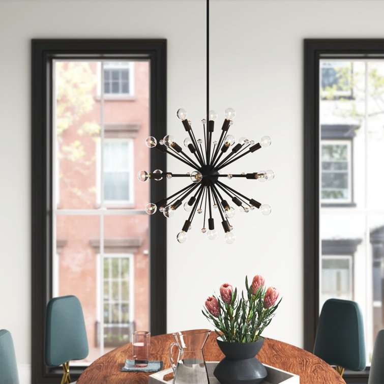 Galea Matte Black 24-Light Sputnik Chandelier with Glass Baubles