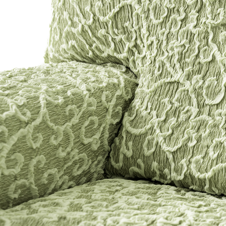 Gray Arabesco Stretch Sofa Cover with Jacquard Pattern