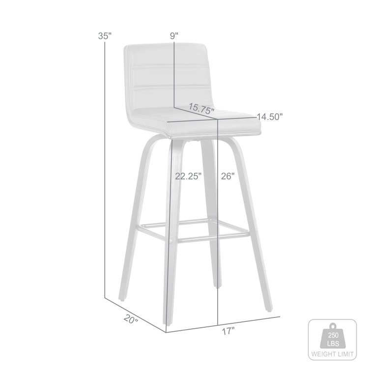 Hiram Black and Gray Solid Wood Swivel Bar Stool