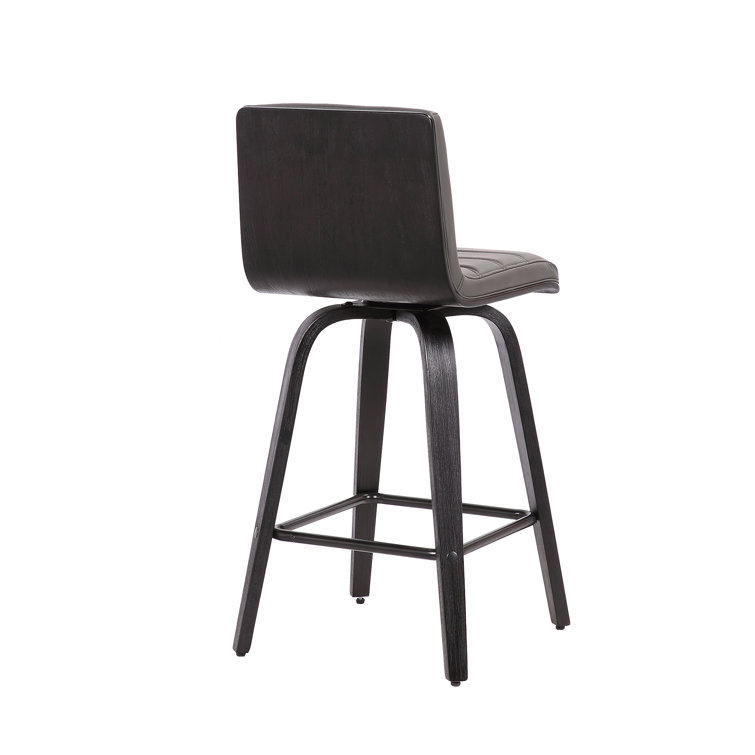 Hiram Black and Gray Solid Wood Swivel Bar Stool